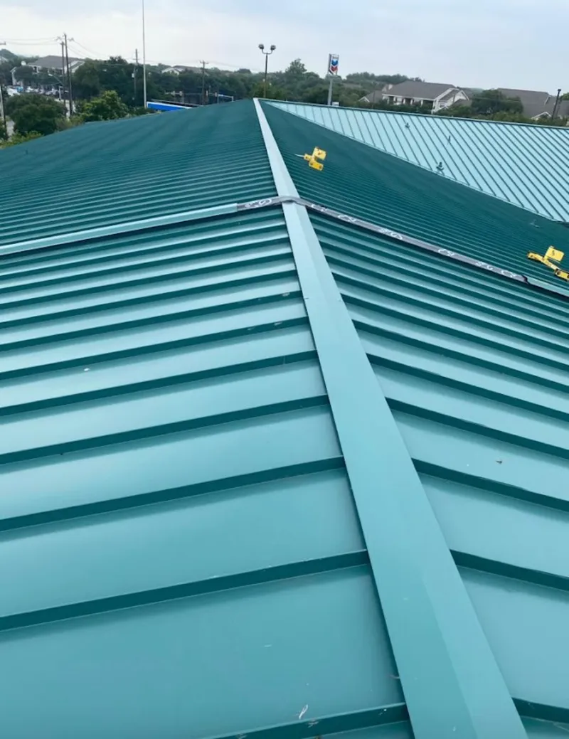 Green commercial metal roof ridge and valley for Metal Roof Repair in Bensenville